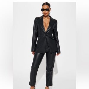 Faux Leather Pants Set